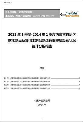 2012-2014年1季度內蒙古自治區(qū)軟木制品及其他木制品制造行業(yè)經營狀況分析季報
